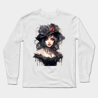 Gothic Roses Lady #1 Long Sleeve T-Shirt